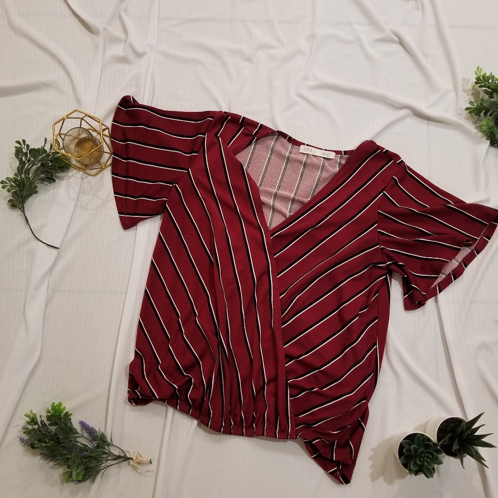 Striped V-Neck Blouse